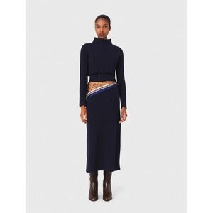 Maje Knit Maxi Dress & Cropped Sweater Set - US M /Fr38 Navy Blue - MSRP $535
